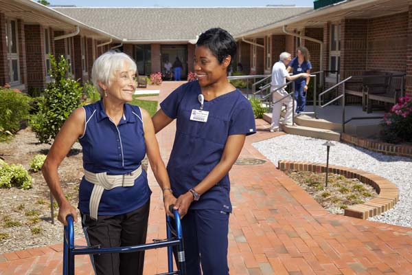 Patient in Therapy Courtyard